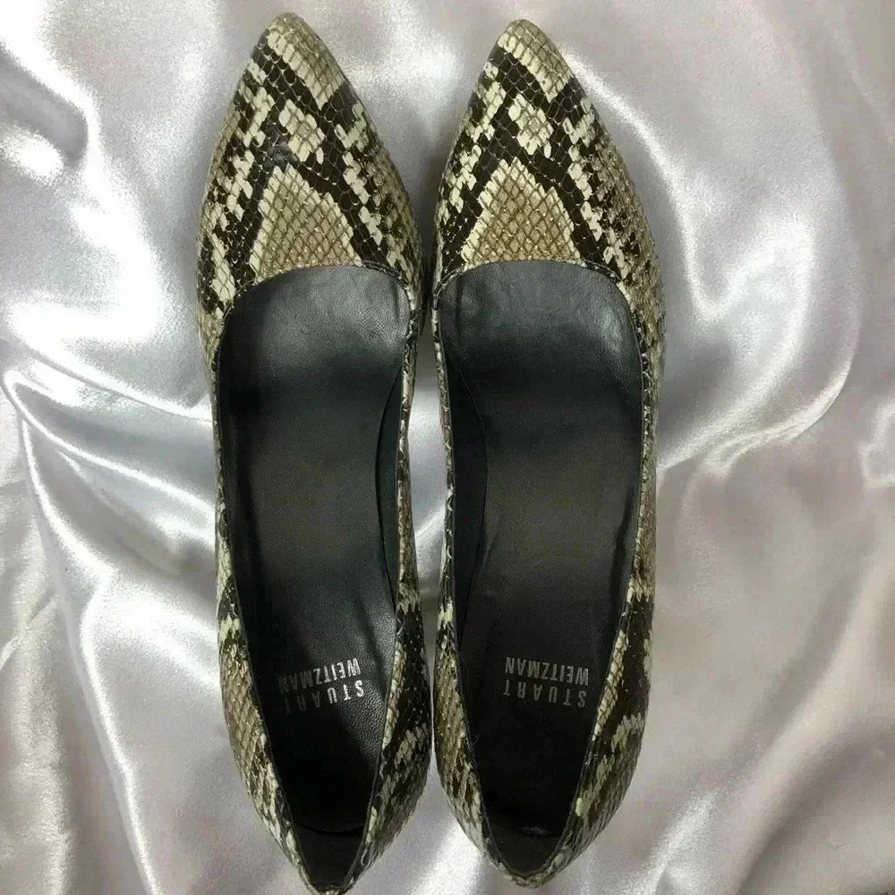 Stuart Weitzman Women’s Python Embossed Leather P… - image 4